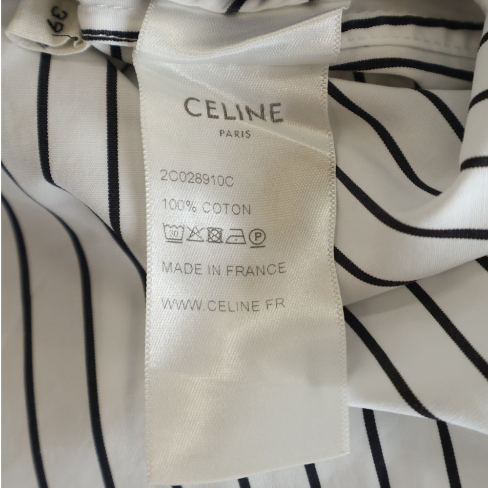 CELINE(セリーヌ) レギュラーカラー ストライプ柄 長袖シャツ ホワイト 2C034328D