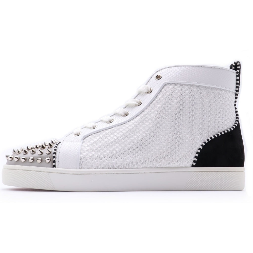 CHRISTIAN LOUBOUTIN(クリスチャンルブタン) LOU SPIKES ORLATO FLAT LET MET スパイクスタッズ ロゴパッチ ハイカットスニーカー ホワイト 3190310