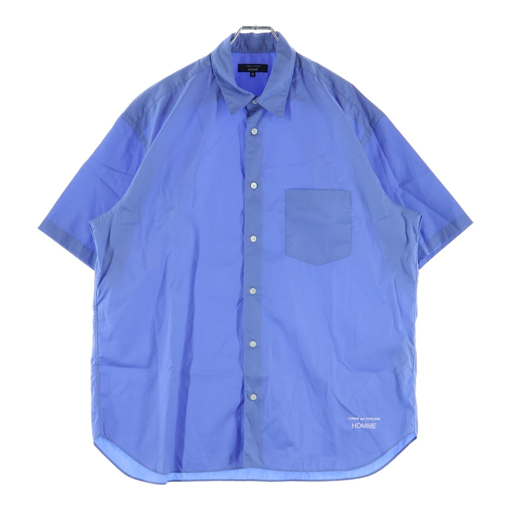 COMME des GARCONS HOMME(コムデギャルソンオム) 25SS AD2024 LOGO SHORT SLEEVE SHIRT ロゴ刺繍 ショートスリーブ 半袖シャツ ブルー HO-B103