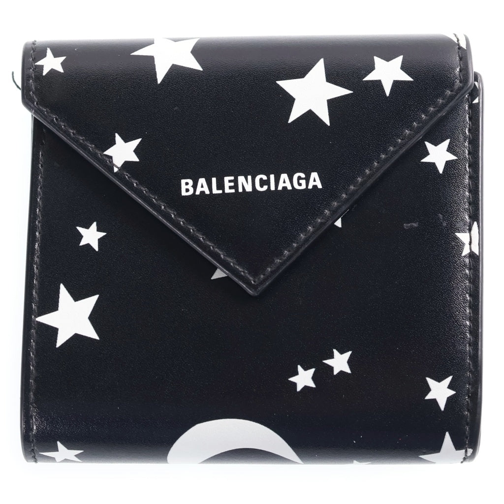 BALENCIAGA(バレンシアガ) ペーパー ウォレット 2つ折り財布 星 スター ロゴ レザー ブラック 637450 レディース