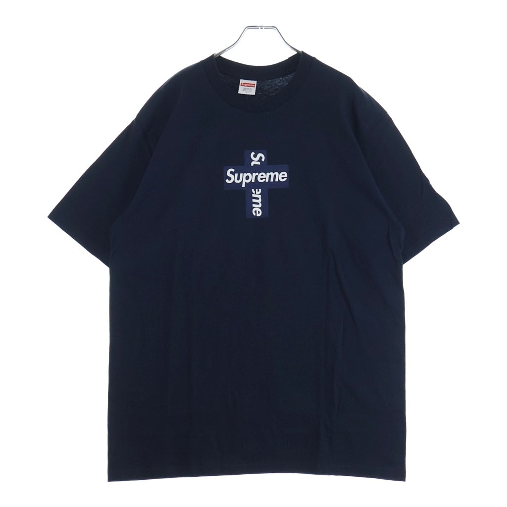 SUPREME(シュプリーム) 20AW Cross Box Logo Tee クロスボックスロゴ プリント クルーネック半袖Tシャツ カットソー ネイビー
