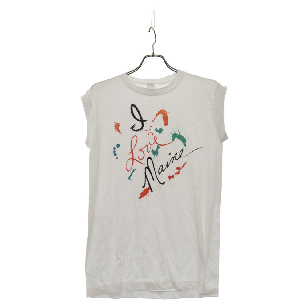 VINTAGE(ヴィンテージ) 80s LOVE ペントプリント ノースリーブTシャツ カットソー ホワイト