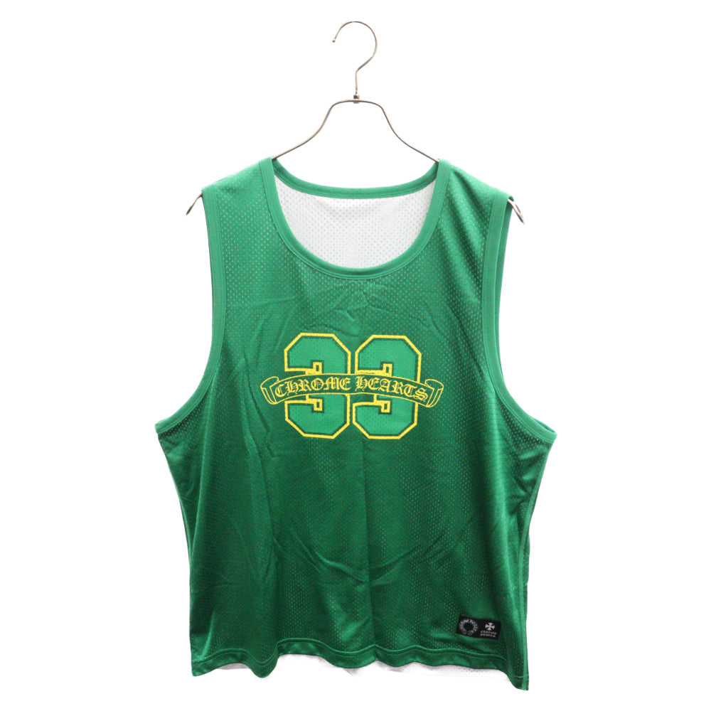 CHROME HEARTS(クロムハーツ) MESH WARM UP JERSEY リバーシブル CHロゴプリント メッシュタンクトップ ノースリーブ グリーン