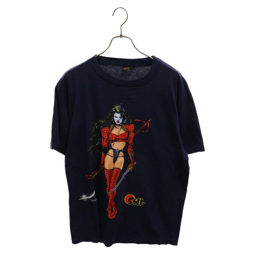 VINTAGE(ヴィンテージ) 90s SHI Lady Death シ レディデス アニメ プリント 半袖Tシャツ カットソー ネイビー