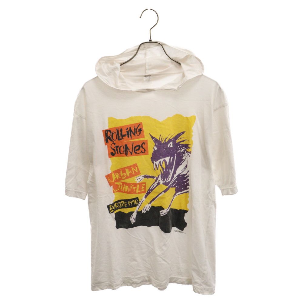 VINTAGE(ヴィンテージ) 90s THE ROLLING STONES ザローリングストーンズ フーディ 半袖Tシャツ カットソー ホワイト