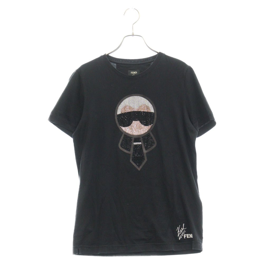 FENDI(フェンディ) FY0626 1YN カールラガーフェルド半袖Tシャツ カットソー ブラック