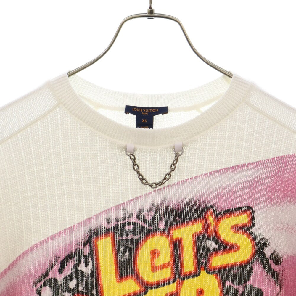 LOUIS VUITTON(ルイヴィトン) 21SS RW211B ER5 FKKL65 ロントプリント レトロスローガン オーバーサイズニット セーター ホワイト レディース