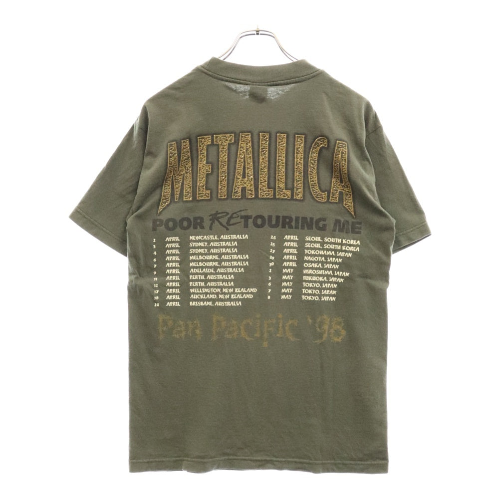 VINTAGE(ヴィンテージ) 90s METALLICA POOR RETOURING ME PAN PACIFIC '98 TOUR KHAKI TEE メタリカ 両面プリント半袖Tシャツ カットソー カーキ