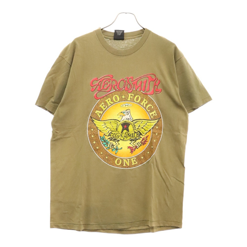 VINTAGE(ヴィンテージ) 90s AEROSMITH NOTHING CAN STOP THIS ROCK WORLD TOUR TEE エアロスミス 両面プリント半袖Tシャツ カットソー カーキ