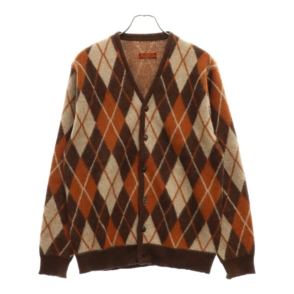 VINTAGE(ヴィンテージ) MOHAIR CARDIGAN ARGYLE アーガイル 柄 モヘア カーディガン ブラウン