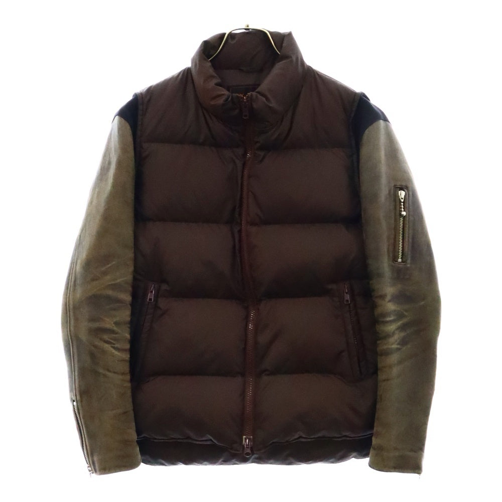 UNDERCOVER(アンダーカバー) 05AW ARCHIVE ARTS&CRAFTS期 LEATHER SLEEVE DOWN JACKET 袖レザー ダウンジャケット アウター ブラウン