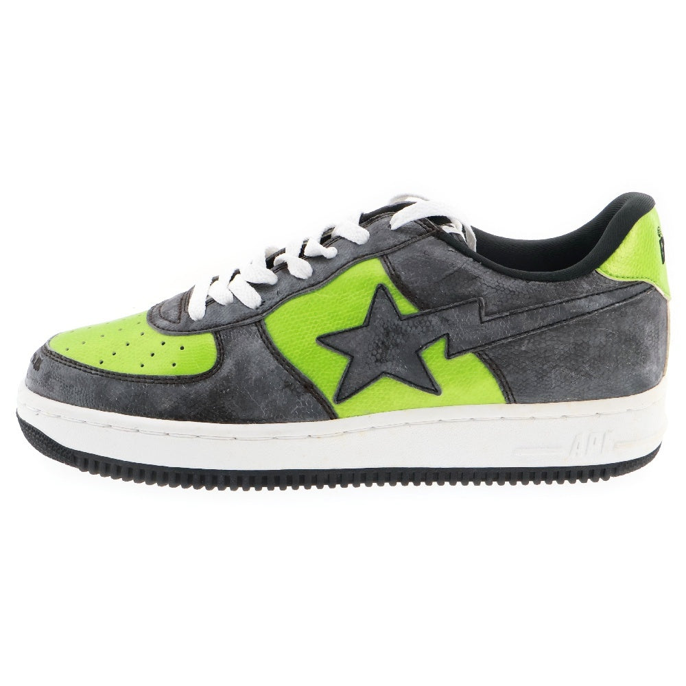 A BATHING APE(アベイシングエイプ) 00s ×UNKLE FUTURA BAPESTA スネーク 型押し レザー ローカット スニーカー US10.5 グリーン