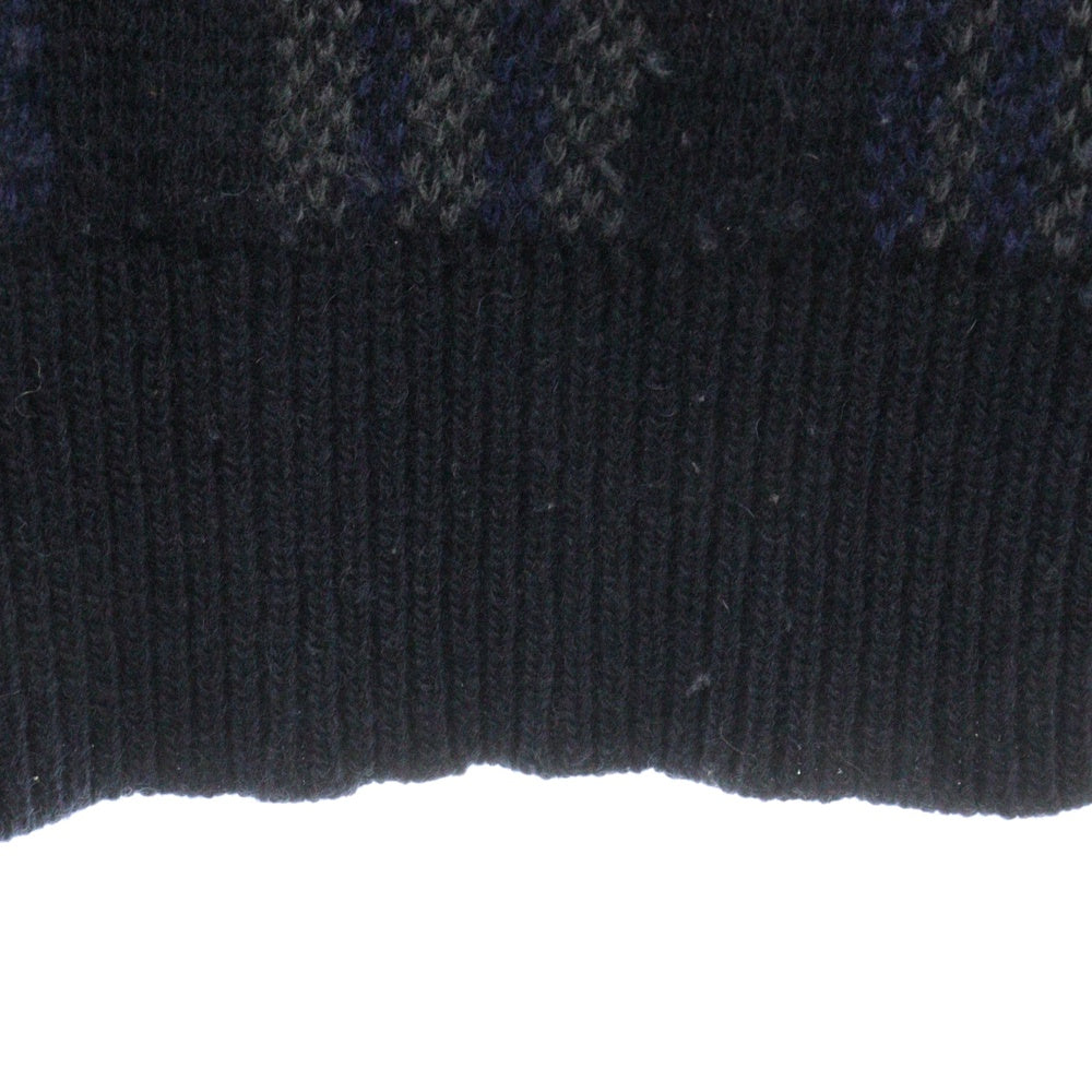 STUSSY(ステューシー) AUTHENTIC CHECK KNIT オーセンティック クルーネック プルオーバー チェック ニット ブルー