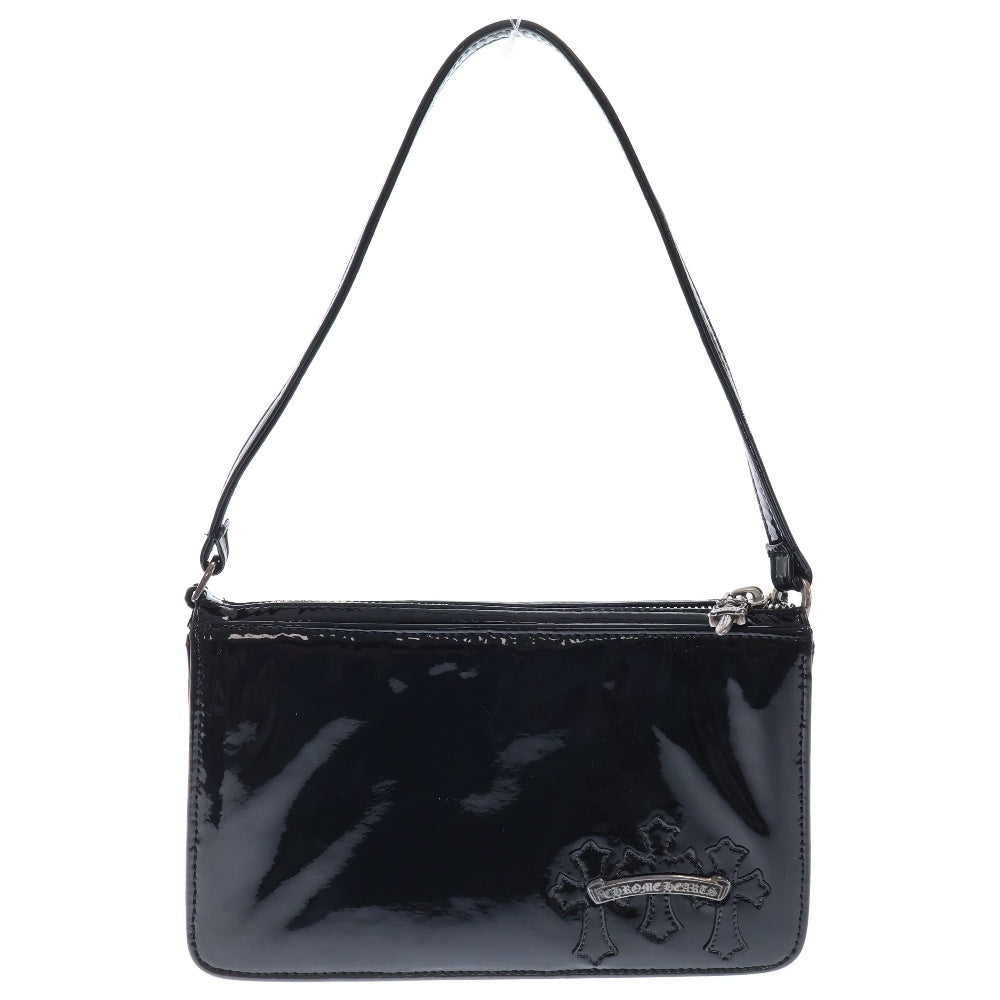 CHROME HEARTS(クロムハーツ) The Night エナメルセメタリーパッチレザーハンドバッグ ブラック