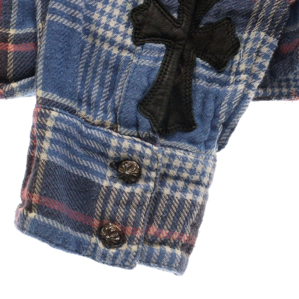 CHROME HEARTS(クロムハーツ) LOOSEENDS LS CHECK ルーズエンド 長袖チェックシャツ クロスボタンシャツ ブルー
