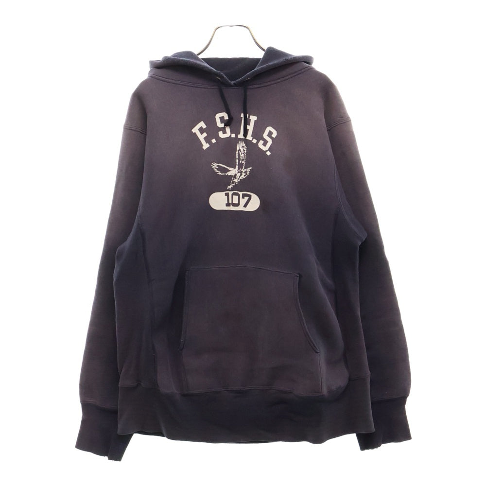 CHAMPION(チャンピオン) 60-70s REVERSE WEAVE PULLOVER PARKER リバースウィーブ タタキ タグ ナス紺 フーディー フロント 3段 ラバー プリント パーカー パープル