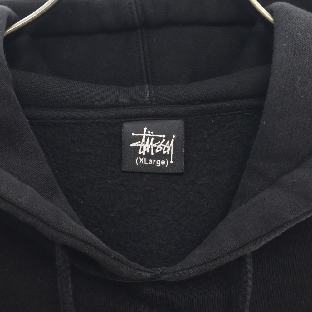STUSSY(ステューシー) 00-90s フロント プリント プルオーバー パーカー ブラック