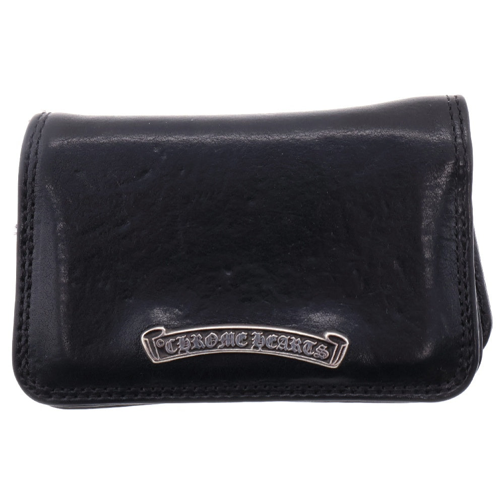 CHROME HEARTS(クロムハーツ) CARD CASE グロメット付きレザーカードケース ブラック/シルバー