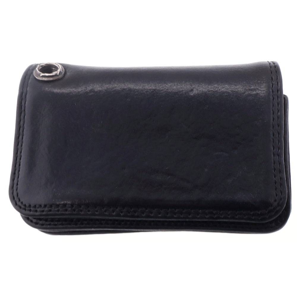 CHROME HEARTS(クロムハーツ) CARD CASE グロメット付きレザーカードケース ブラック/シルバー