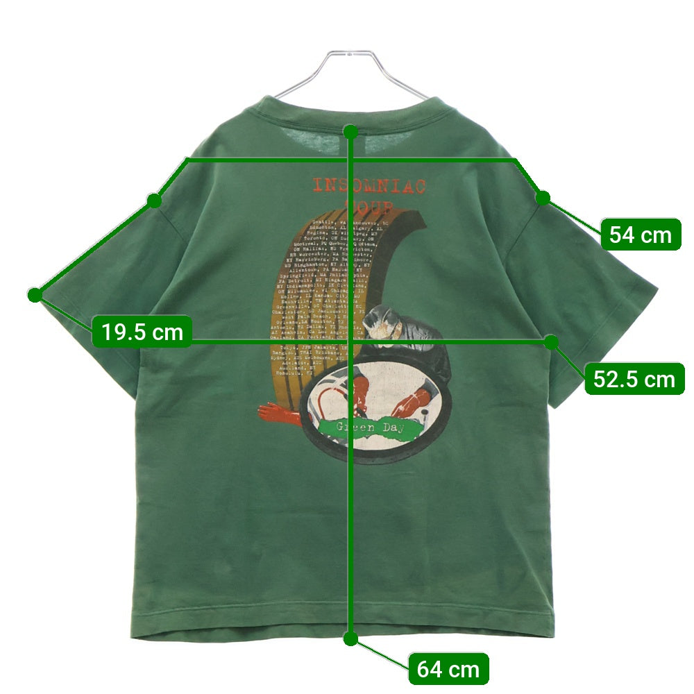 VINTAGE(ヴィンテージ) 90s GREEN DAY INSOMNIAC TEE グリーンデイ 両面プリント Tシャツ 半袖 カットソー グリーン