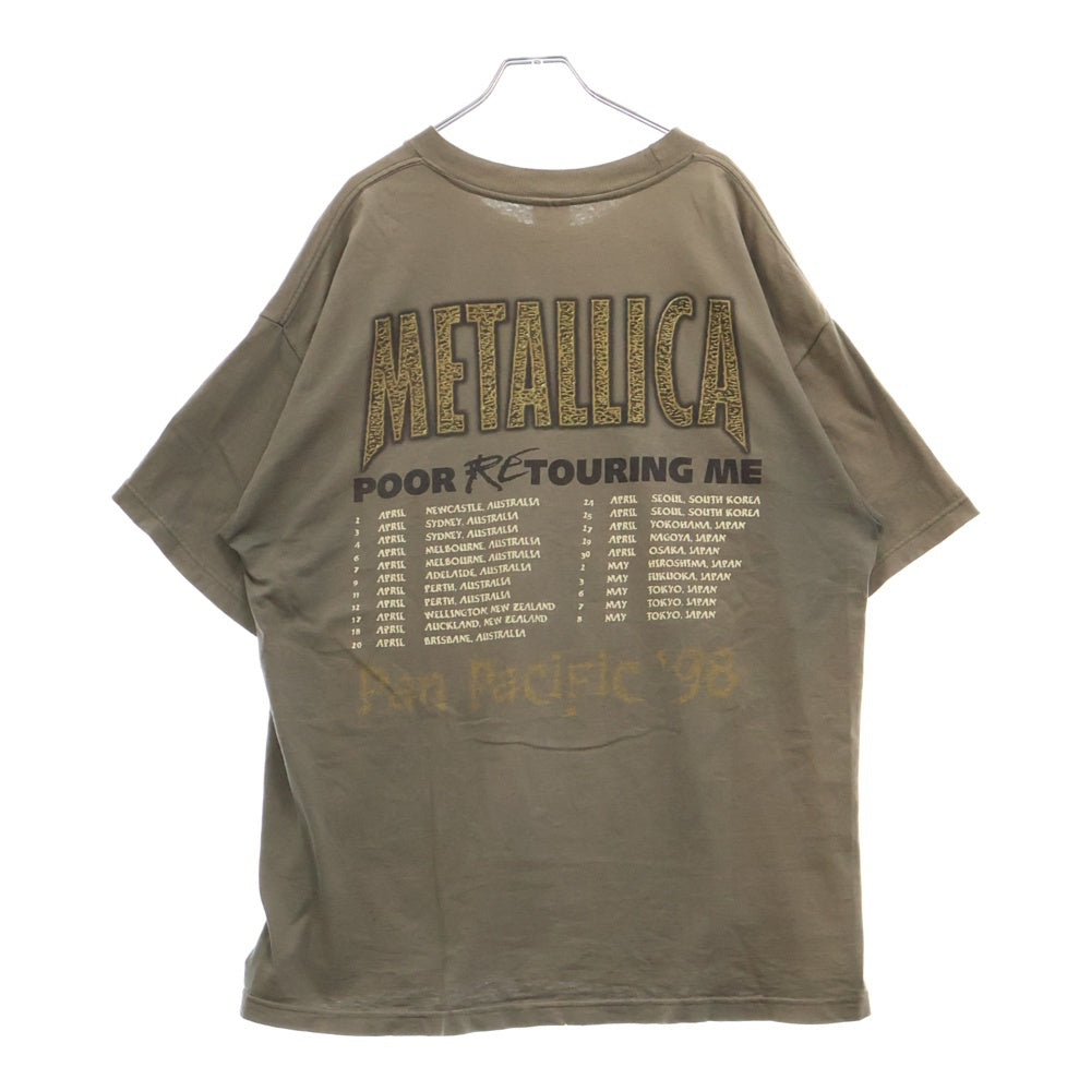 VINTAGE(ヴィンテージ) 90s METALLICA POOR RETOURING ME PAN PACIFIC '98 TOUR KHAKI TEE メタリカ 両面プリント半袖Tシャツ カットソー カーキ