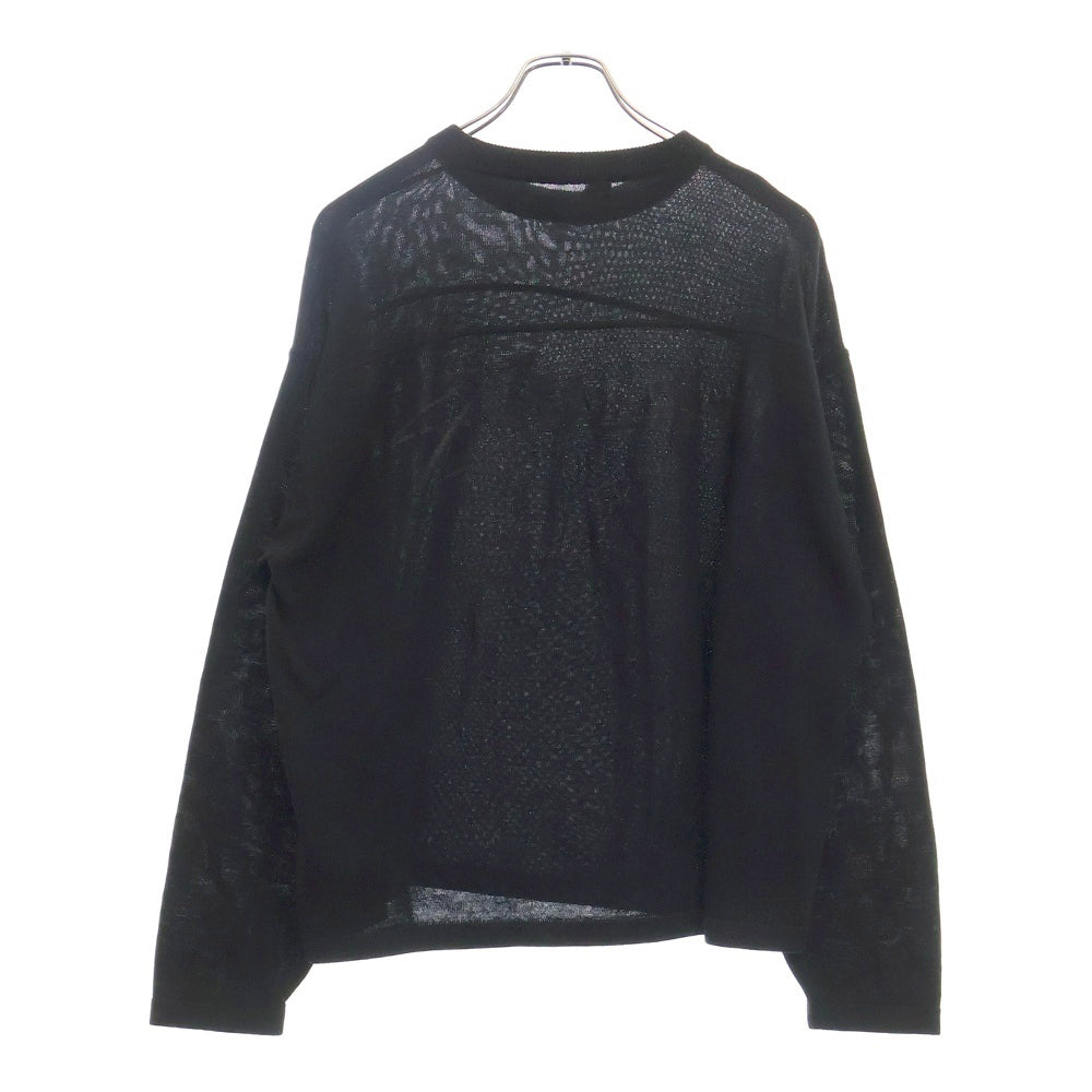 STUSSY(ステューシー) BACK LOGO COTTON RAYON KNIT バック ロゴ プルオーバー ニット ブラック