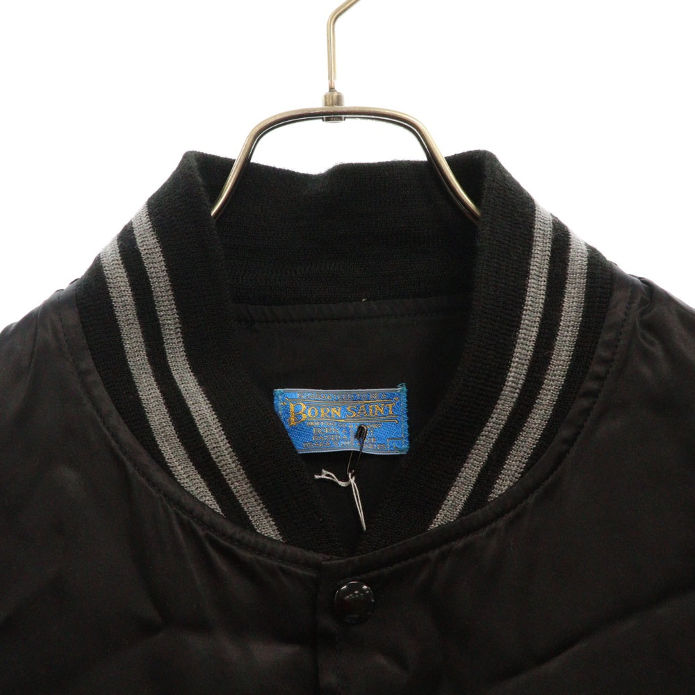 SAINT MICHAEL(セントマイケル) 24SS xBORN RAISED SATIN JACKET サテンスカジャン ジャケット ブラック/グレー SM-YS8-0000-C12