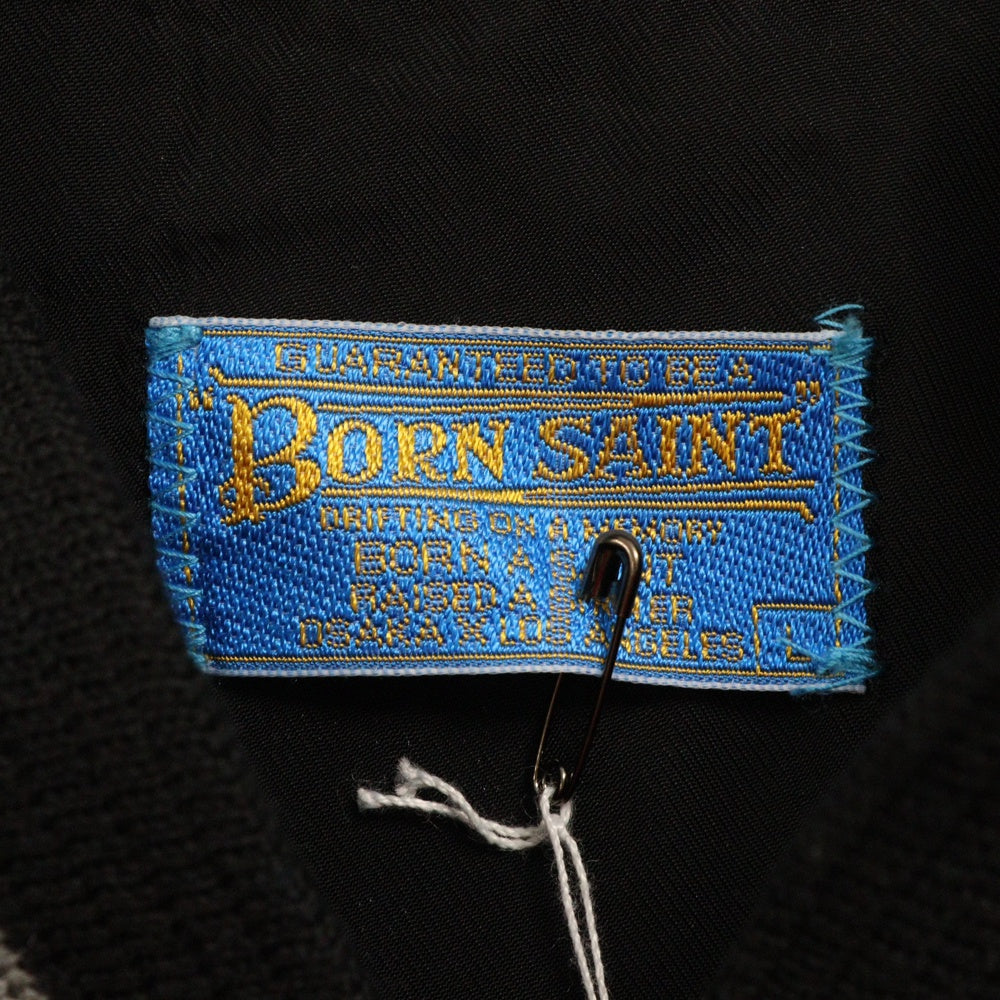 SAINT MICHAEL(セントマイケル) 24SS xBORN RAISED SATIN JACKET サテンスカジャン ジャケット ブラック/グレー SM-YS8-0000-C12