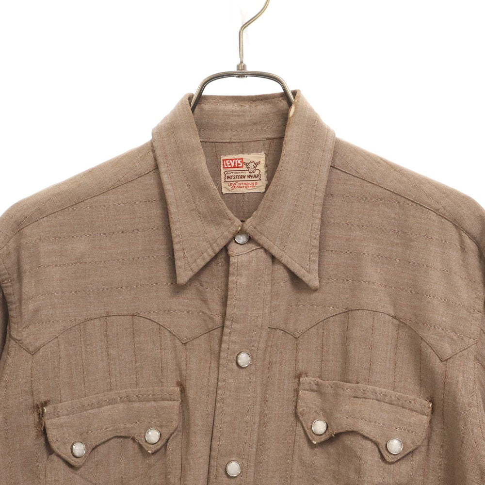 Levi's(リーバイス) 50s SHORT HORN ギャバジン ウエスタン シャドーストライプ スナップ シャツ ベージュ