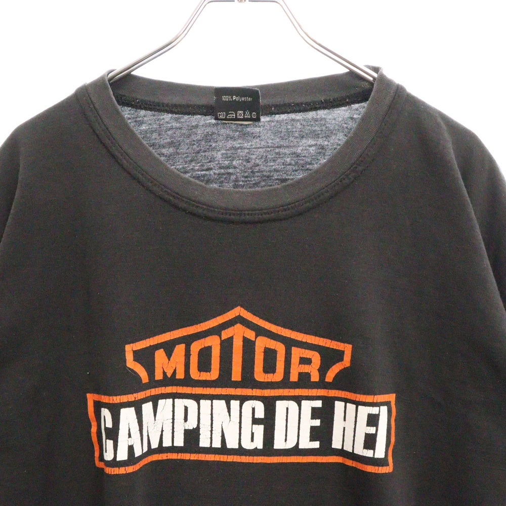 VINTAGE(ヴィンテージ) 90s CAMPING DE HEL L/S キャンピング ヘル フロント 袖 プリント Tシャツ 長袖カットソー ブラック