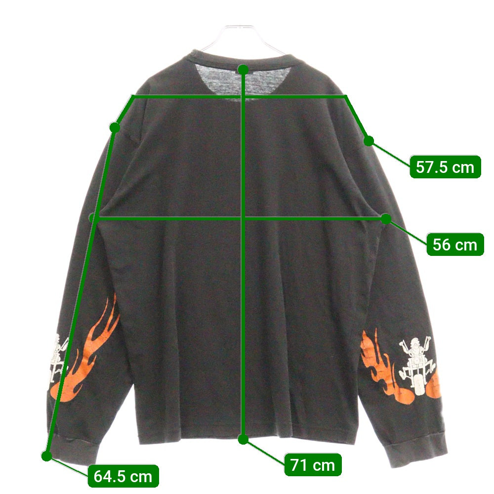 VINTAGE(ヴィンテージ) 90s CAMPING DE HEL L/S キャンピング ヘル フロント 袖 プリント Tシャツ 長袖カットソー ブラック