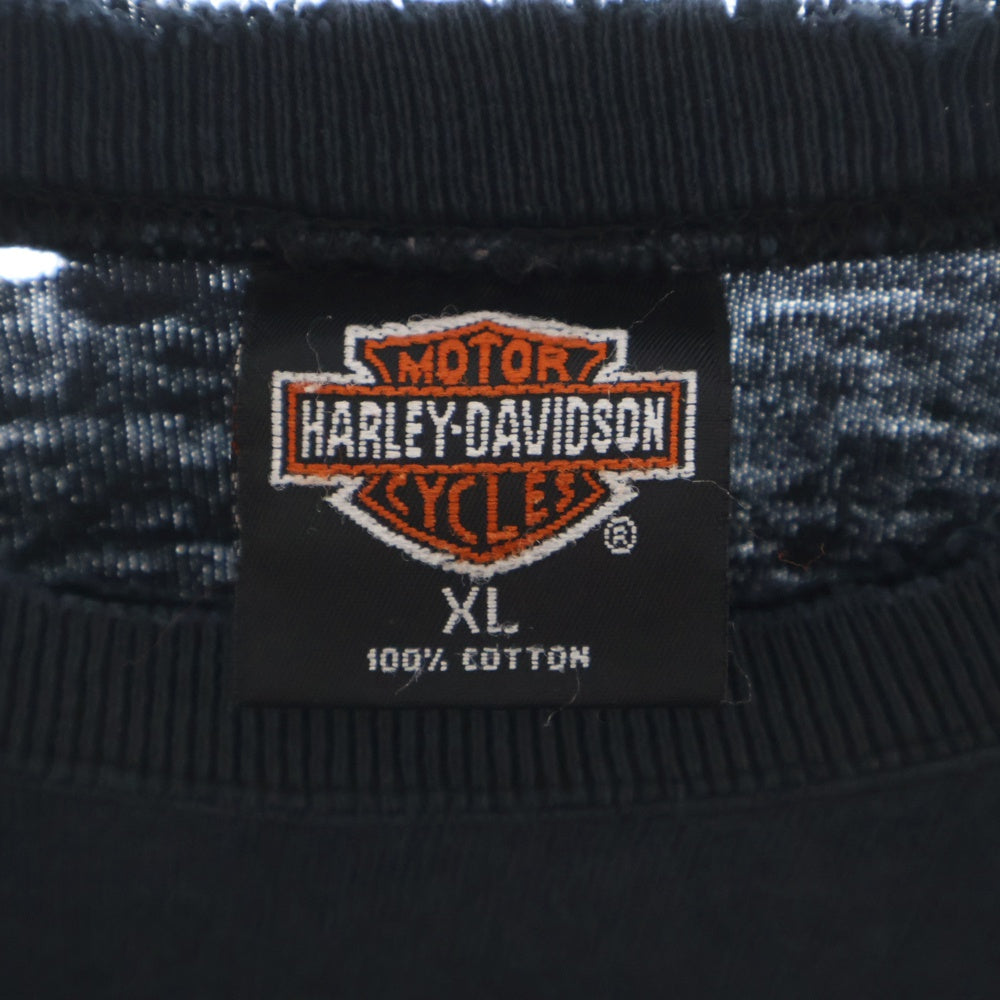 HARLEY DAVIDSON(ハーレーダビッドソン) 90-00s 袖フレーム 両面プリント長袖Tシャツ 長袖カットソー ブラック