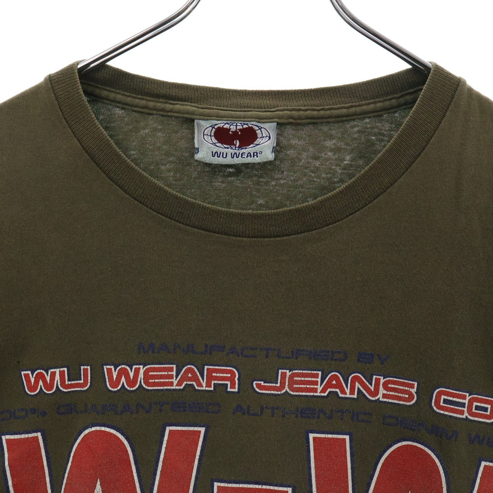 VINTAGE(ヴィンテージ) 90s WU WEAR JEANS CO ウータン ウェア フロントプリント Tシャツ 半袖カットソー カーキ