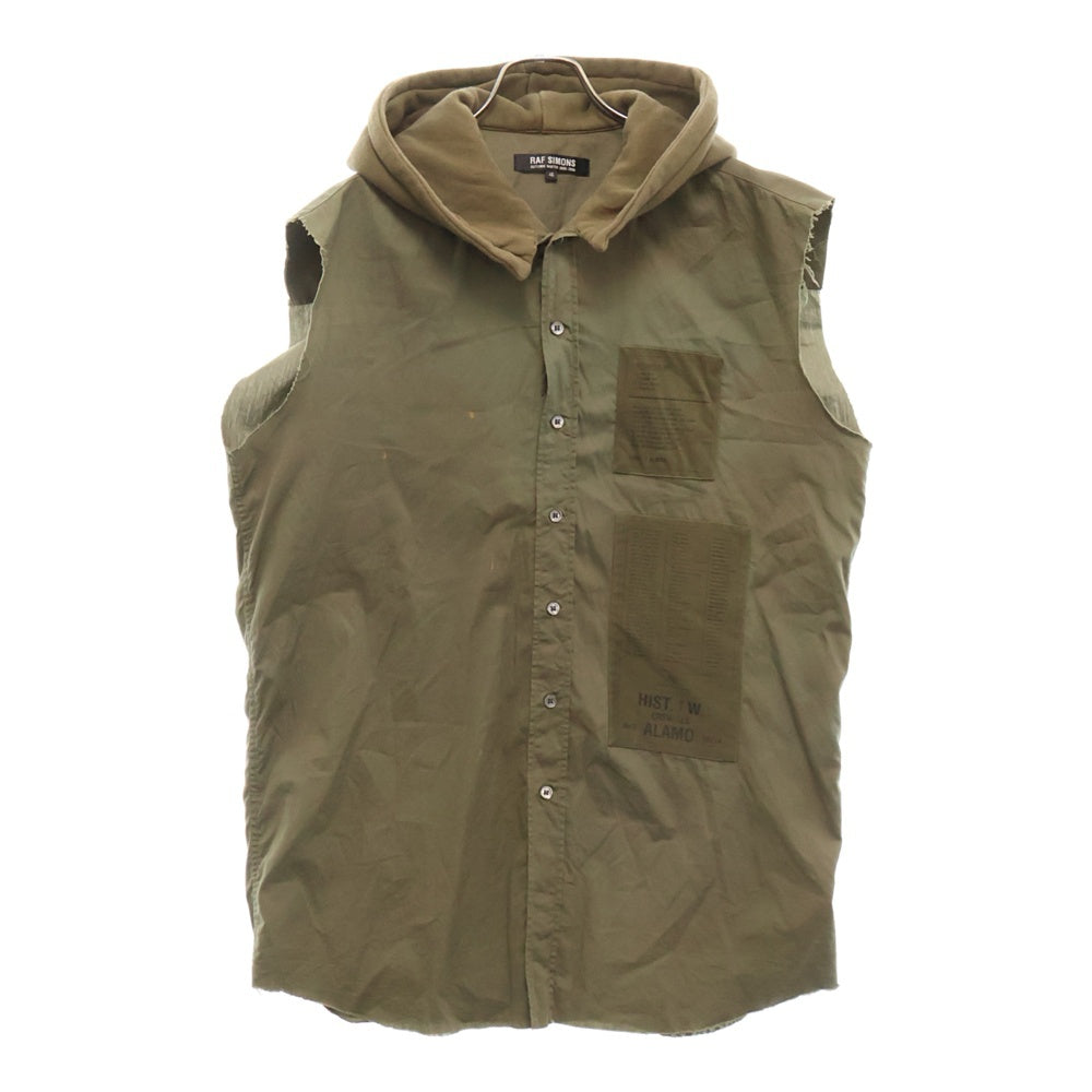 RAF SIMONS(ラフシモンズ) 05AW Poltergeist期 ARCHIVE パッチワーク フード付きカットオフシャツ カーキ アーカイブ
