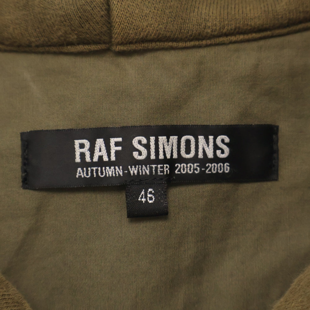 RAF SIMONS(ラフシモンズ) 05AW Poltergeist期 ARCHIVE パッチワーク フード付きカットオフシャツ カーキ アーカイブ