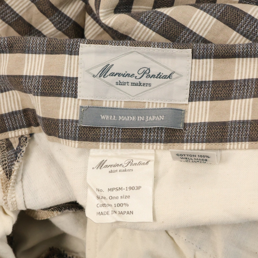 Marvine Pontiak shirt makers(マーヴィンポンティアックシャツメイカーズ) Pajama Pants CHECK パジャマパンツ MPSM-1903P ベージュ