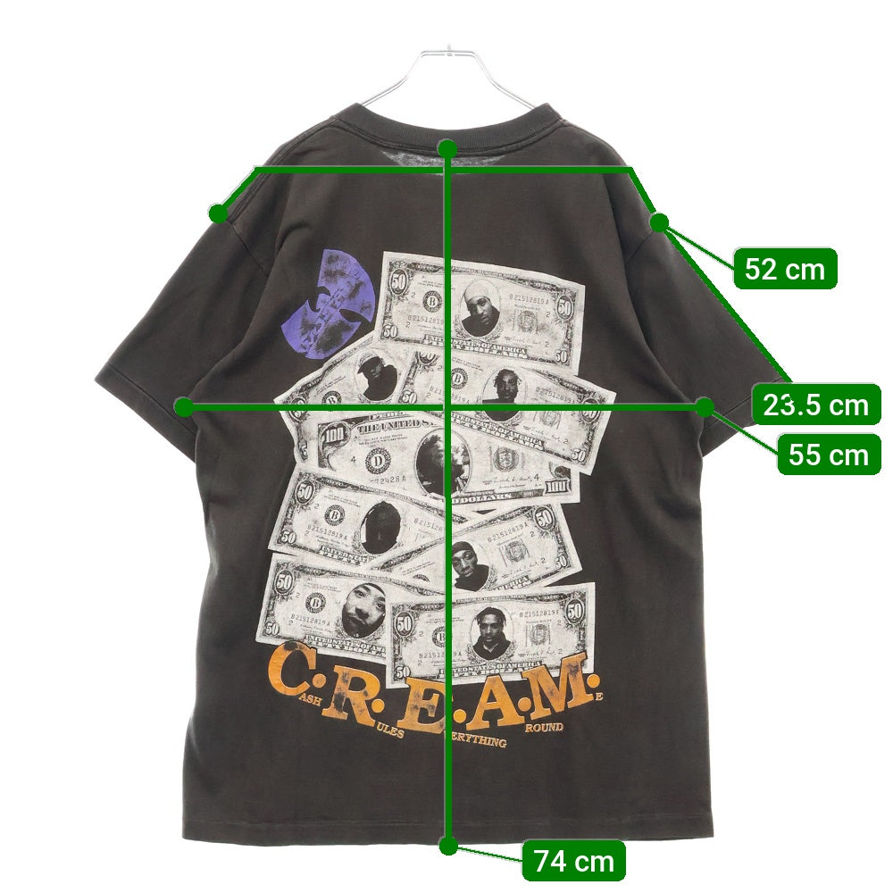 VINTAGE(ヴィンテージ) 90s Wu-Tang Clan C.R.E.A.M ウータン クリーム 両面プリント Tシャツ 半袖カットソー ブラック