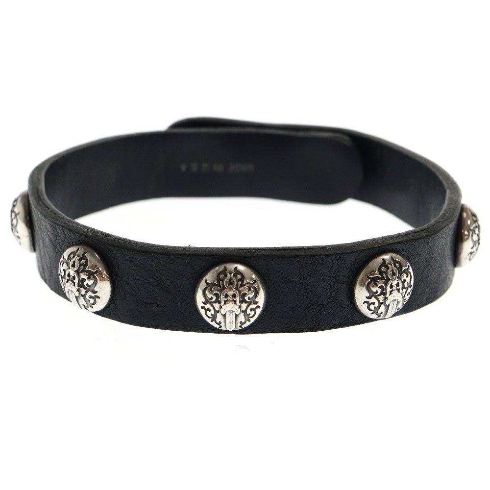 CHROME HEARTS(クロムハーツ) Vine Dagger 2 Button 2 Snap Leather Bracelet ヴァインダガー 2ボタン 2スナップ レザー ブレスレット ブラック/シルバー