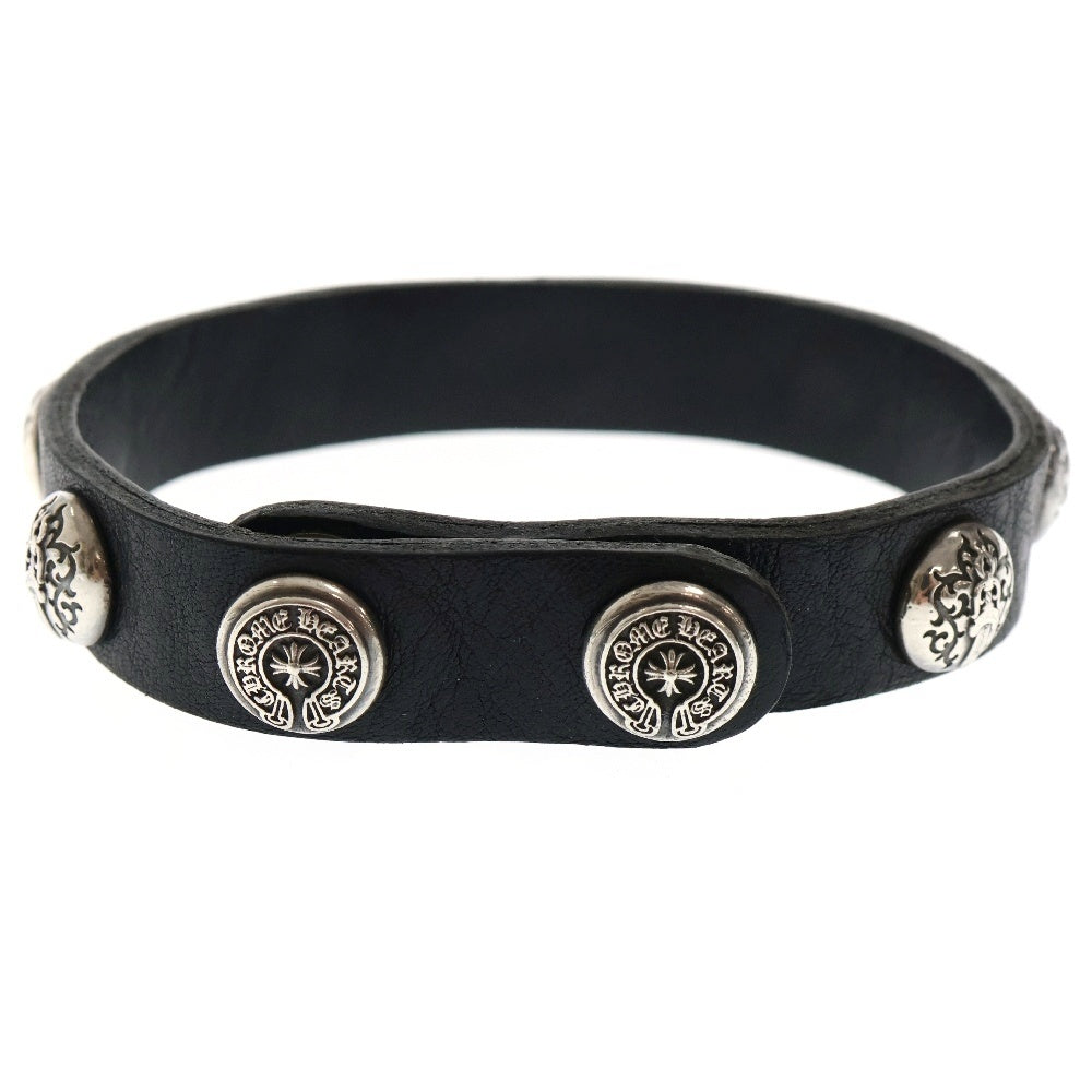 CHROME HEARTS(クロムハーツ) Vine Dagger 2 Button 2 Snap Leather Bracelet ヴァインダガー 2ボタン 2スナップ レザー ブレスレット ブラック/シルバー