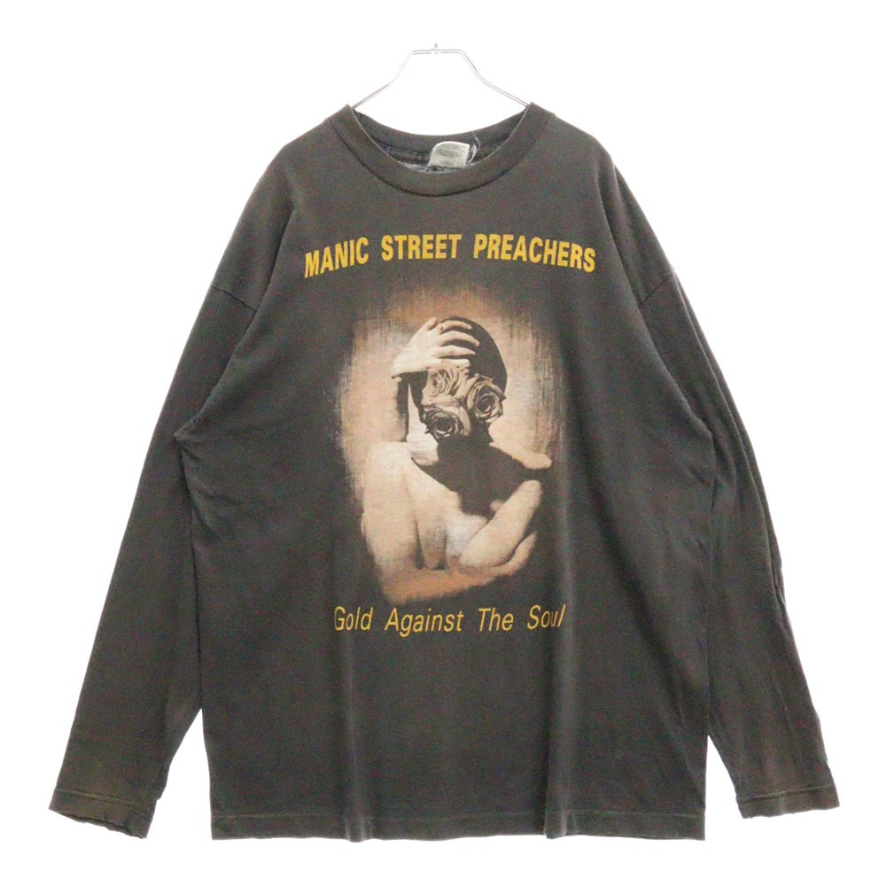 VINTAGE(ヴィンテージ) 90s MANIC STREET PREACHERS Gold Against The Soul マニックストリートプリーチャーズ 両面プリント Tシャツ 長袖カットソー ブラック