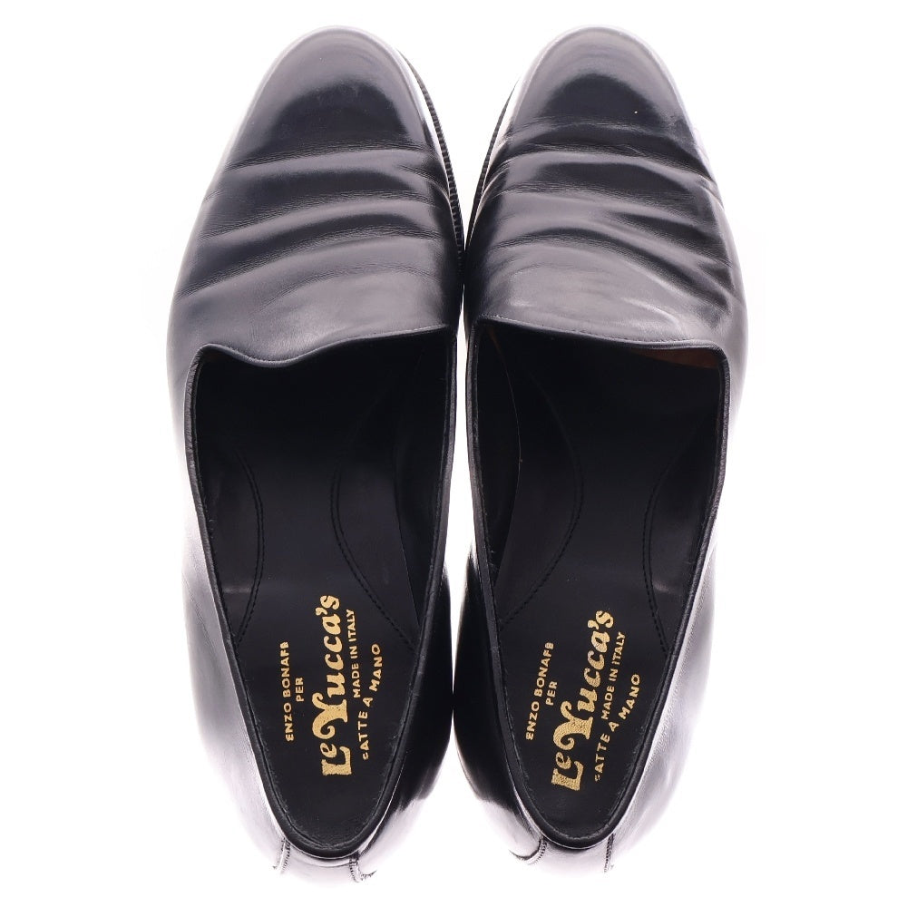 Le Yucca's(レユッカス) シームレスホールカットローファー スリッポン レザー シューズ ブラック