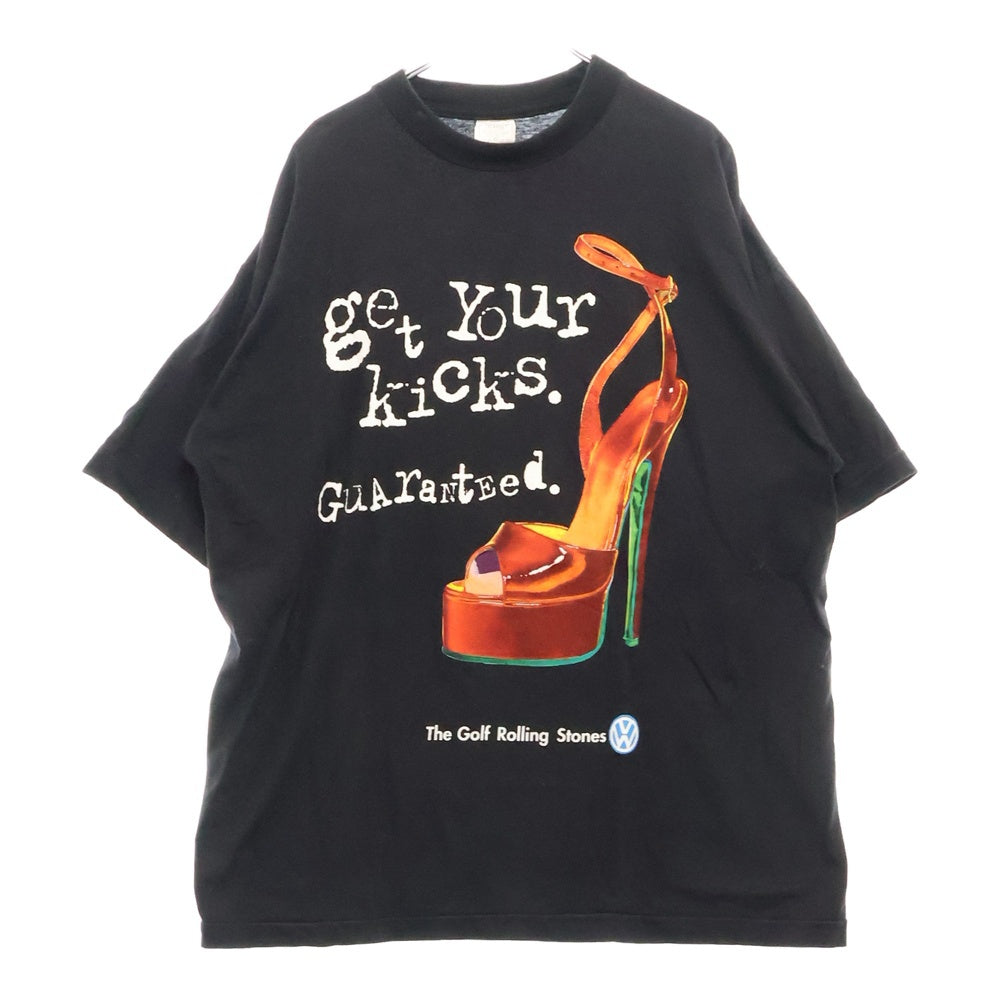 VINTAGE(ヴィンテージ) 90s THE GOLF ROLLING STONES GET YOUR KICKS ゴルフ ローリング ストーンズ フロントプリント Tシャツ 半袖カットソー ブラック
