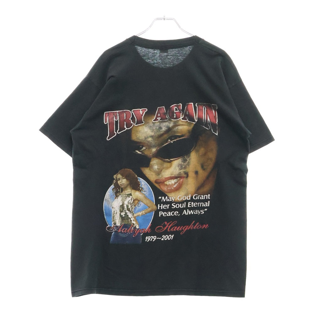 VINTAGE(ヴィンテージ) 00s Aaliyah Dana Haughton TRY AGAIN アリーヤ トライアゲイン Tシャツ 半袖カットソー ブラック