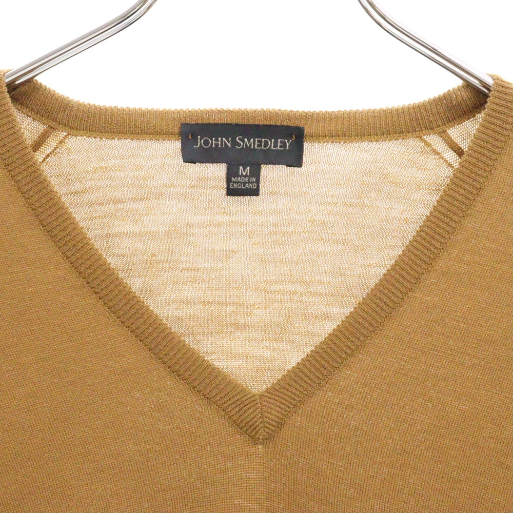 JOHN SMEDLEY(ジョンスメドレー) ハイゲージ Vネック ニット キャメル
