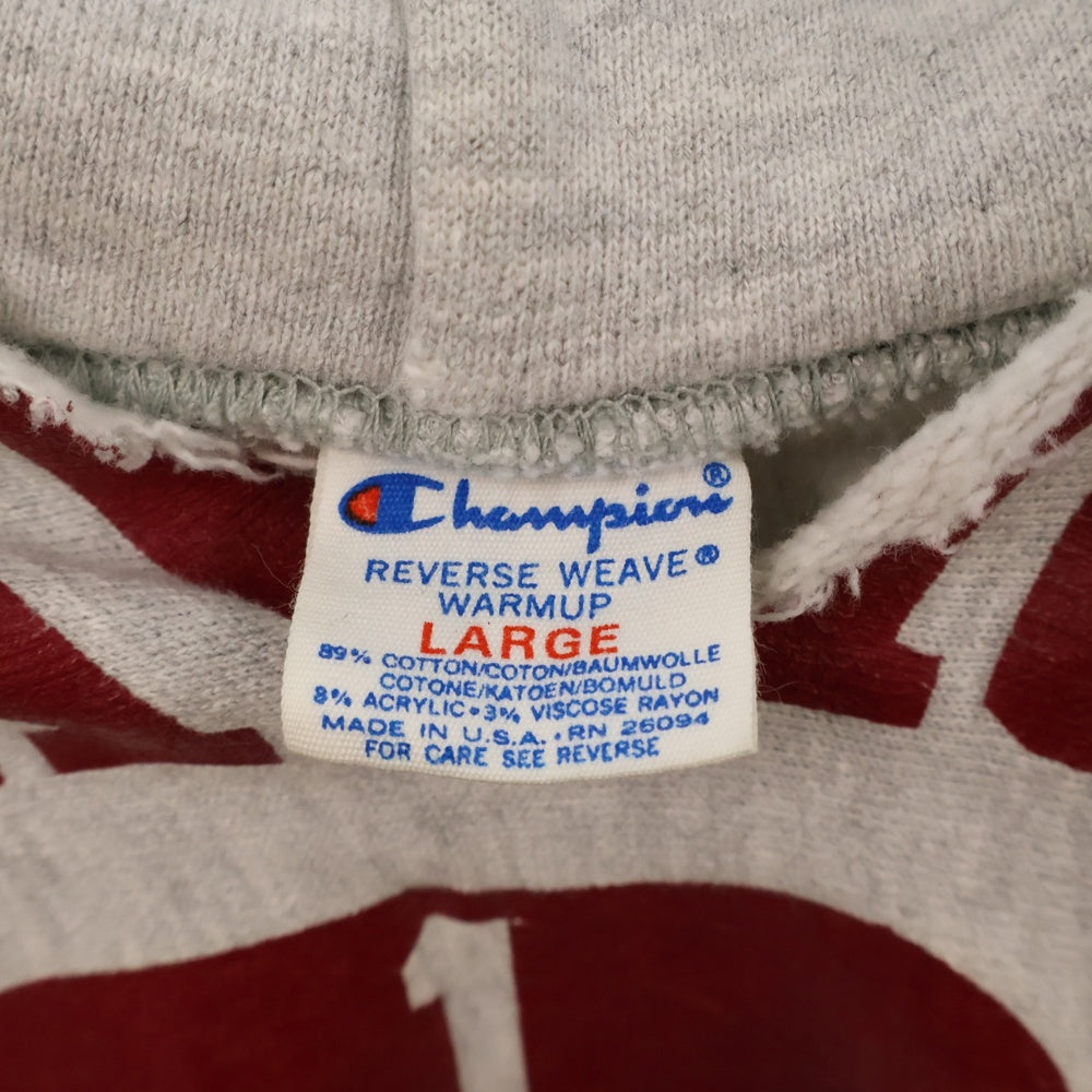 CHAMPION(チャンピオン) 80S OKLAHOMA 4段 ラバー カレッジロゴ プリント プルオーバーパーカー グレー
