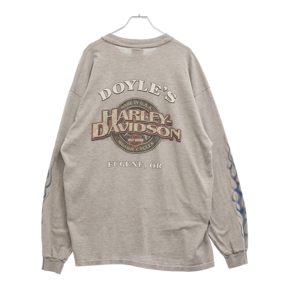 VINTAGE(ヴィンテージ) 90S Harley Davidson GREY FLAME ハーレーダビッドソン フレイム ロングスリーブ 長袖Tシャツ グレー
