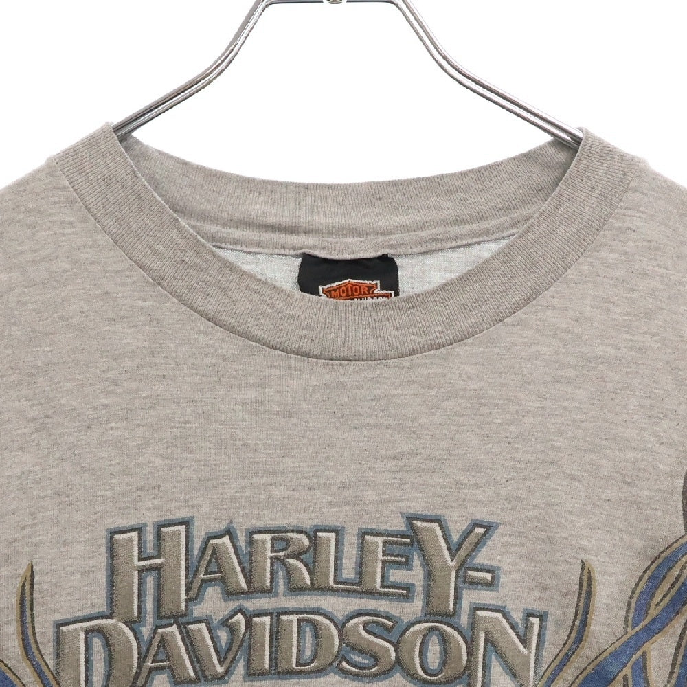 VINTAGE(ヴィンテージ) 90S Harley Davidson GREY FLAME ハーレーダビッドソン フレイム ロングスリーブ 長袖Tシャツ グレー