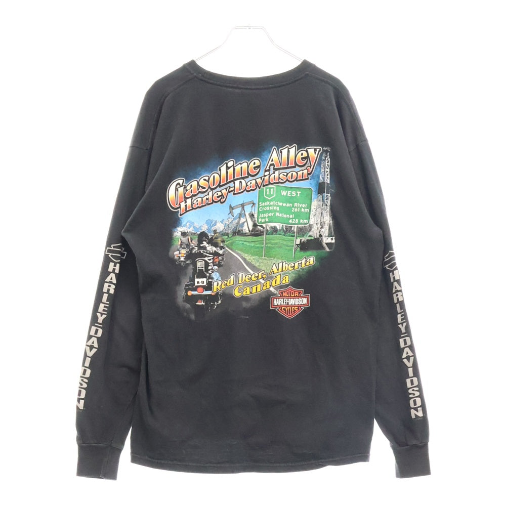 VINTAGE(ヴィンテージ) 90S Harley Davidson BLACK LOGO ハーレーダビッドソン ロゴプリント ロングスリーブ 長袖Tシャツ ブラック