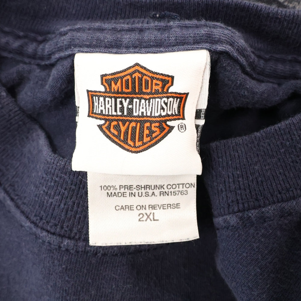 VINTAGE(ヴィンテージ) 00s Harley Davidson POKER ハーレーダビッドソン ポーカー フレイム ロングスリーブ 長袖シャツ ネイビー