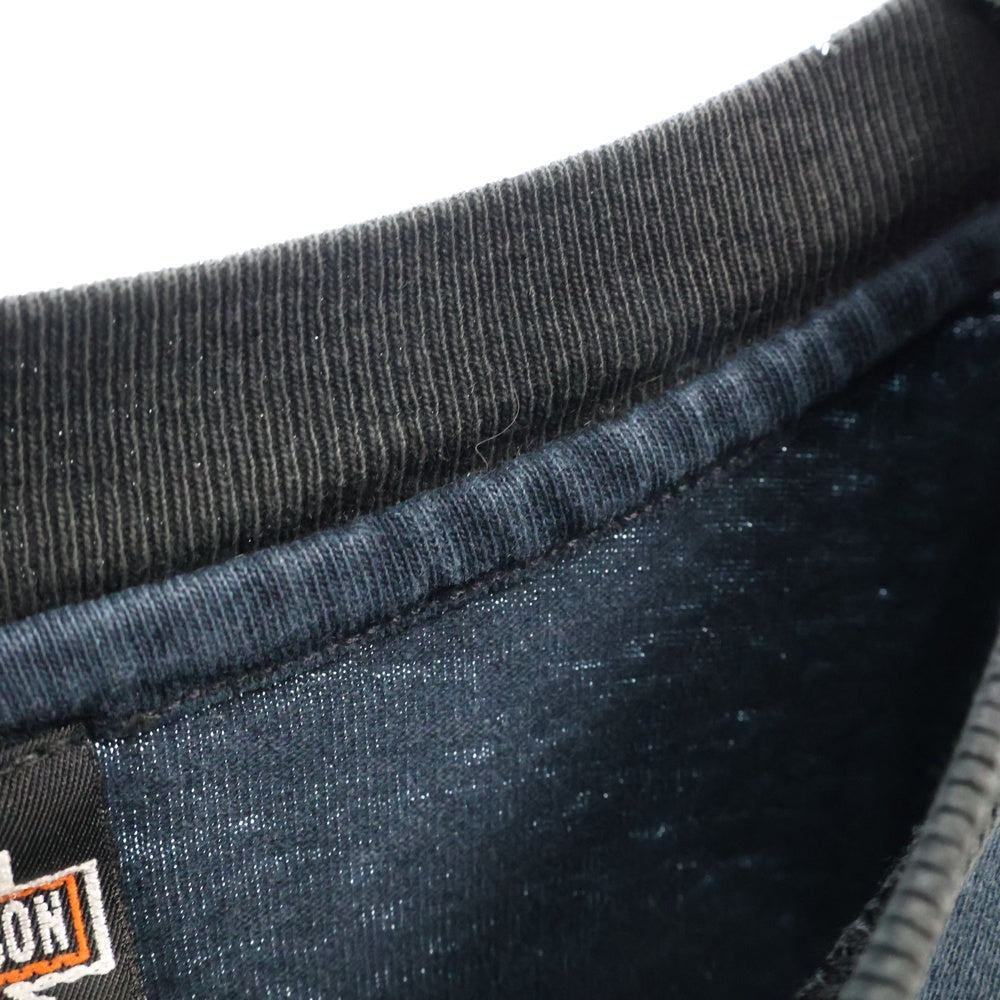VINTAGE(ヴィンテージ) 90S Harley Davidson LOGO CENTRAL TWIN LS フレイム プリント ロングスリーブ 長袖Tシャツ ブラック
